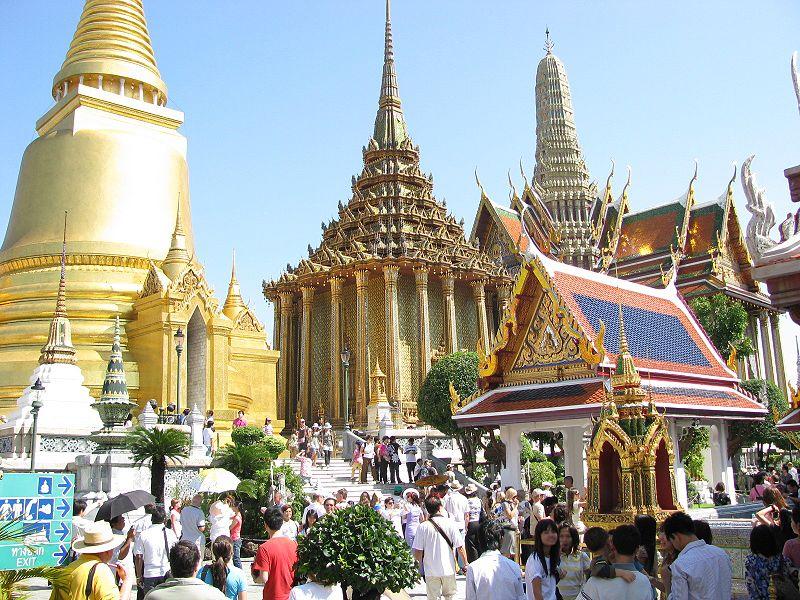 Wat Phra Kaeo in the Grand Palace is among Bangkok's major tourist attractions.