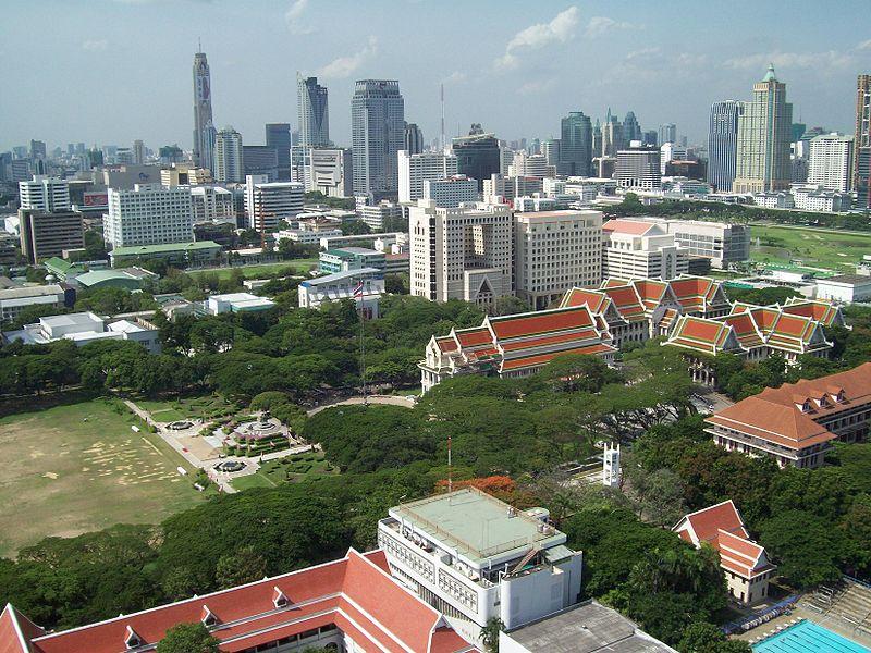 The campus of Chulalongkorn University was surrounded by rural fields when it was established in 1917. Pathum Wan District has since become part of the Bangkok city centre.