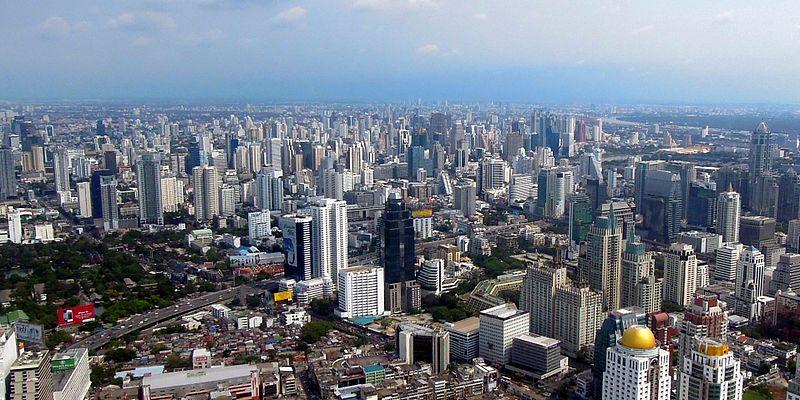 The Sukhumvit area appears as a sea of high-rise buildings in this photograph taken from Baiyoke Tower II, the second tallest building in Bangkok.