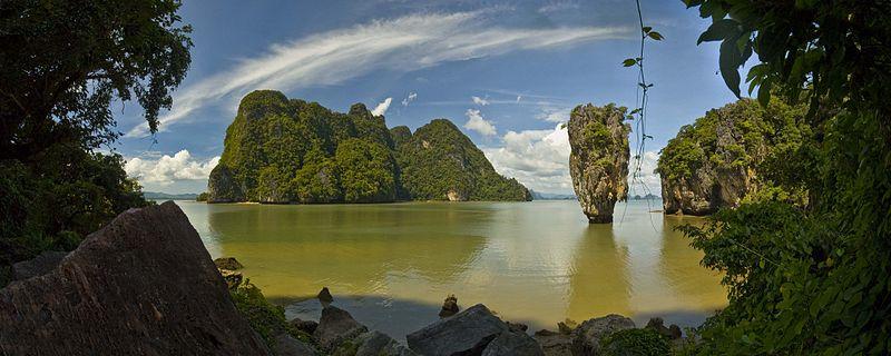 Mushroom Rock Island and Ko Tapu (James Bond Island), Phang Nga Bay.