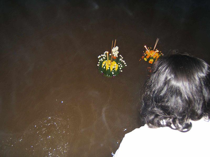 Krathong set adrift